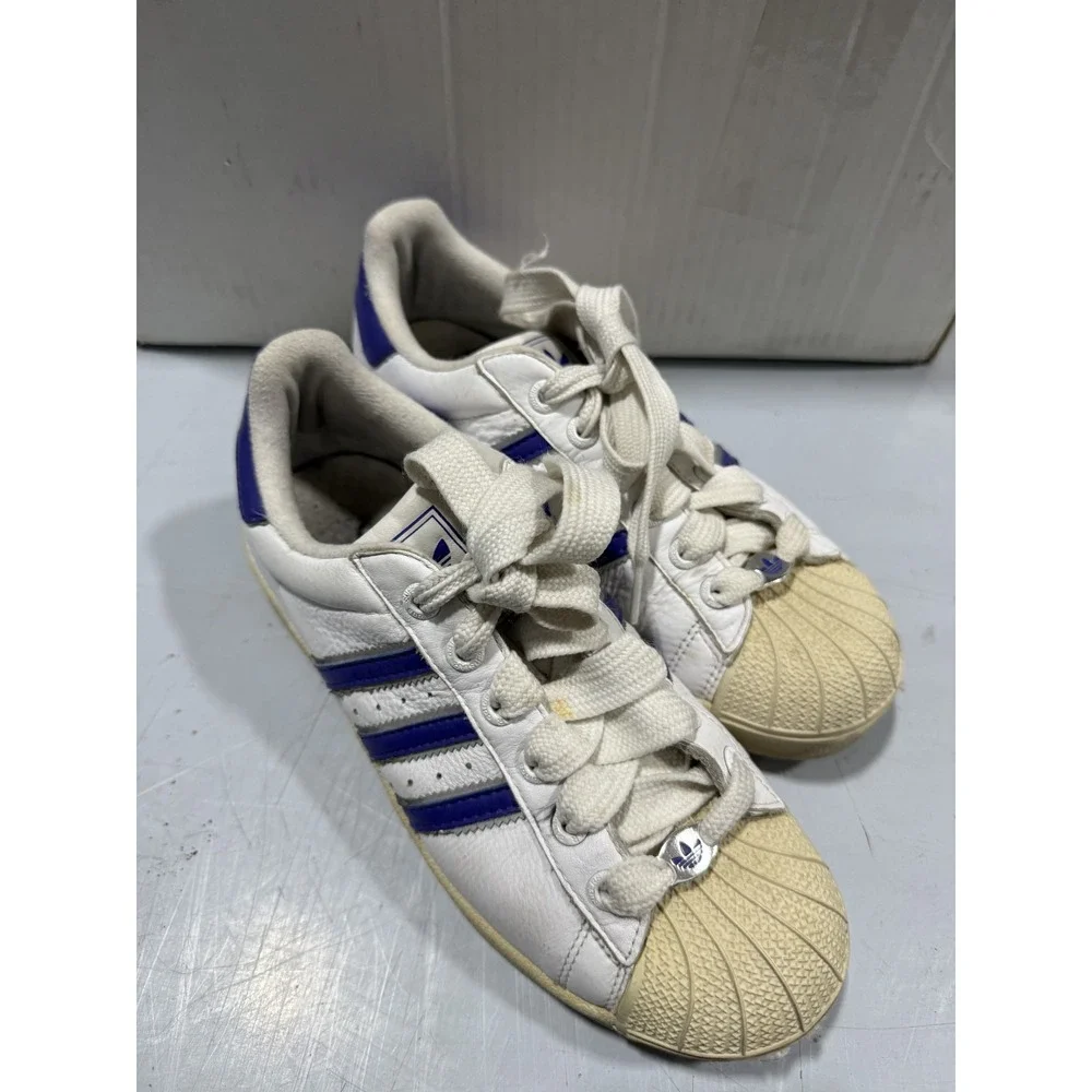 Vintage Adidas White Purple Shell Toe 90s Sneakers Athletic Shoes Size 6
